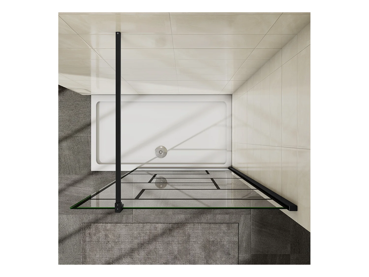 Panel de ducha serigrafiada,vidrio 8mm antical,barra 140cm,perfil negro,(118-120)x200cm