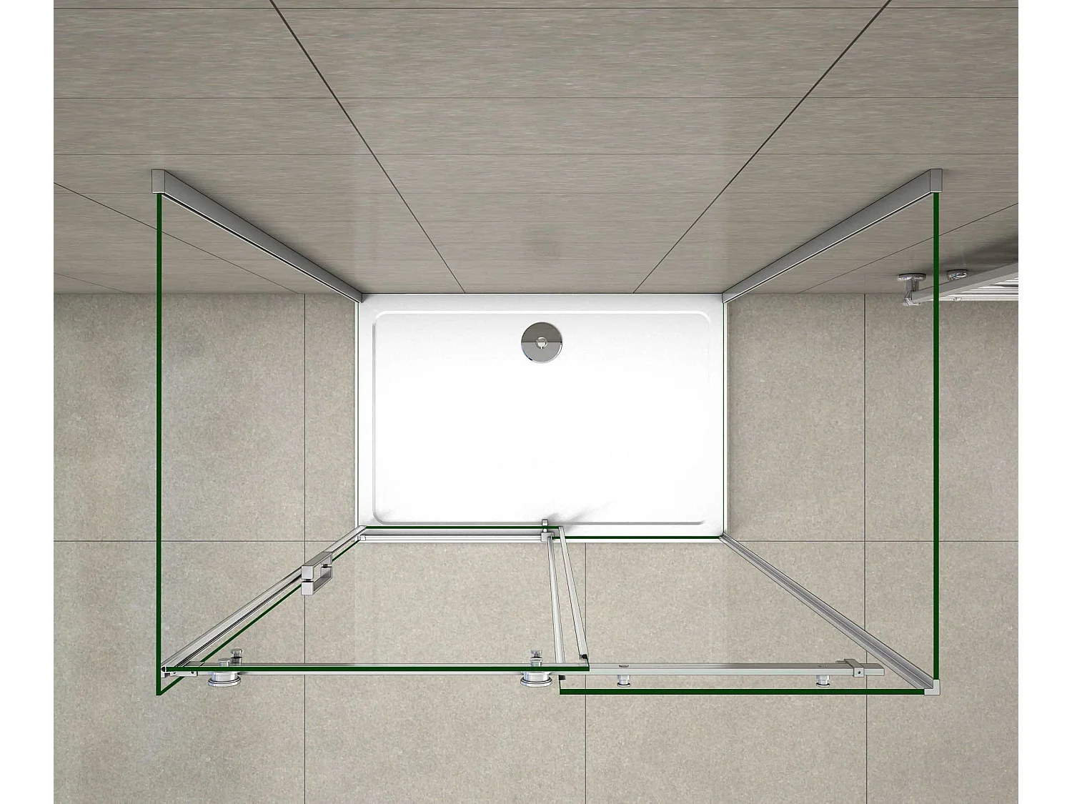 AICA Mampara de ducha corredera+panel lateral,cromado,vidrio 8mm antical,800x1400x800x1950mm