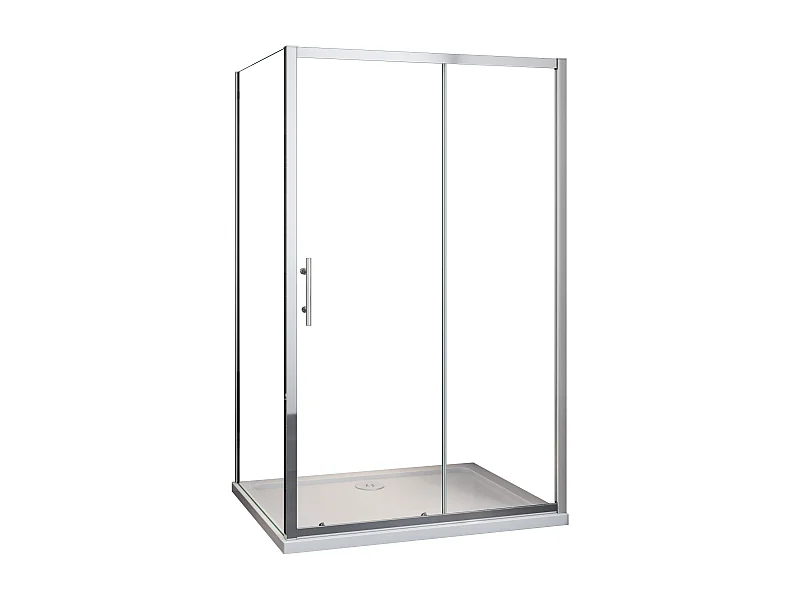 Porta de duche correr frontal com um Painel lateral Vidro temperado 5mm transparente (1661-1701)x(680-700)x1850mm-AICA