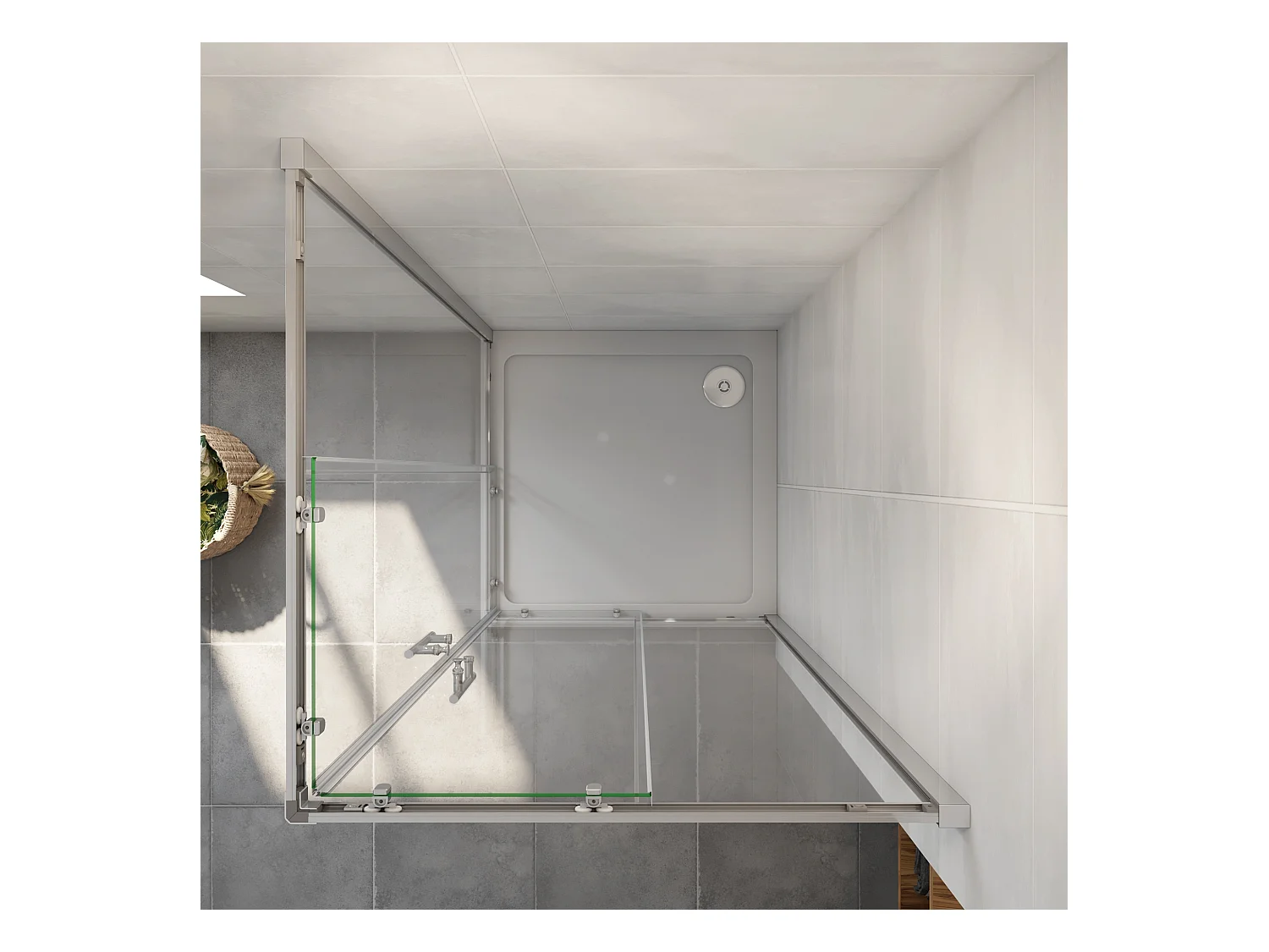 Mampara de ducha cuadrada corredera,perfil cromado,vidrio 5mm,(680-700)x(680-700)x1850mm