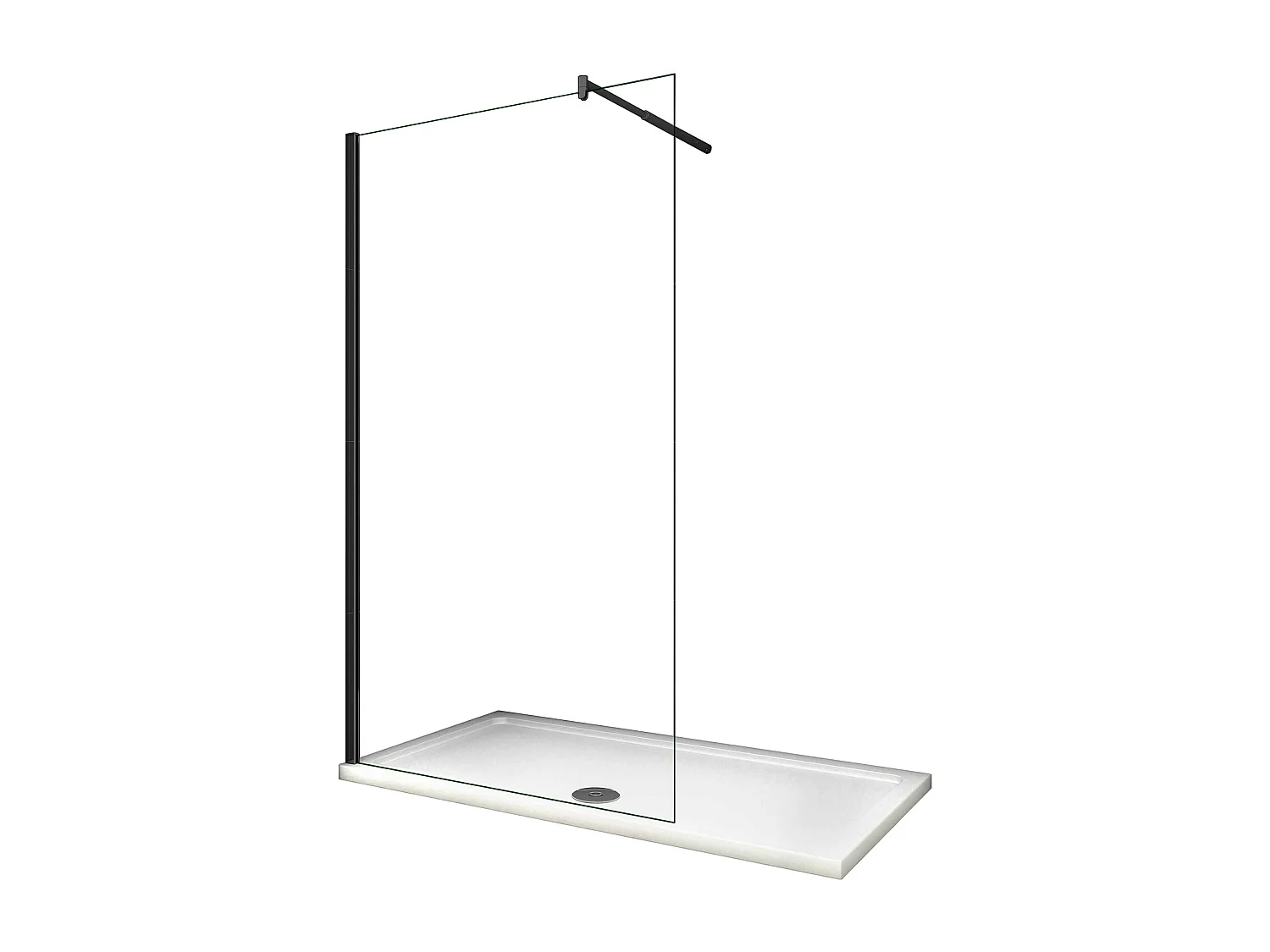 Painel de duche Fixo Folha única com Filme de Segurança à Prova de Explosão+Barra ajustável 70-120cm Perfil Preto fosco Tamanho(98-100)x200cm-AICA