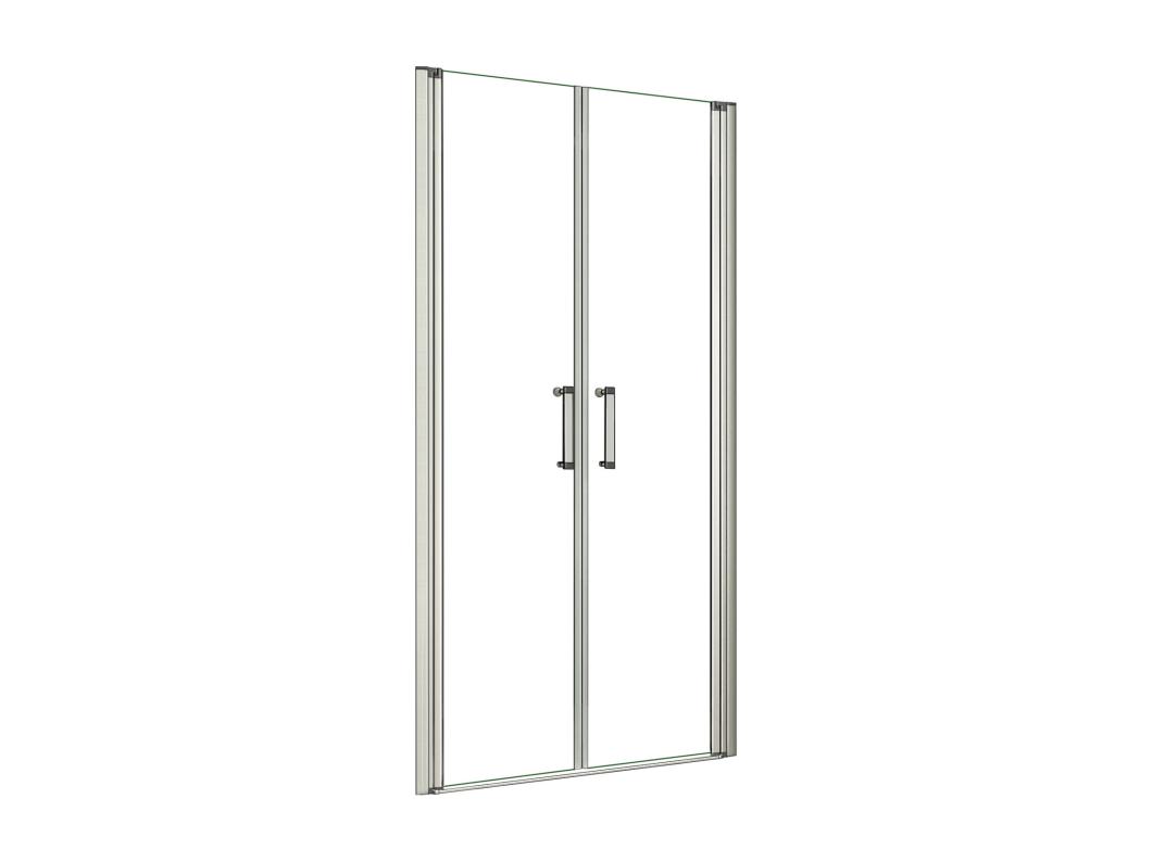 Mampara de ducha abatible dos hojas,perfil blanco/gris mate,vidrio 5mm,(760-800)x1850mm