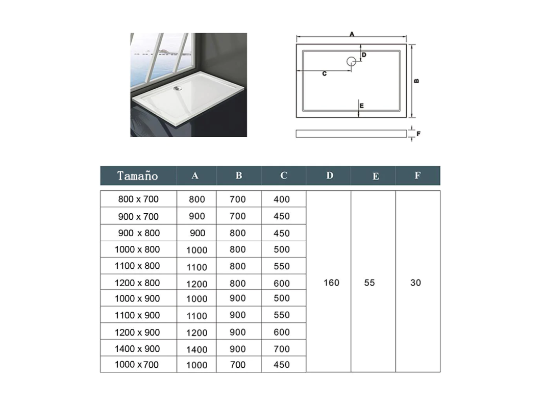 Cabine de duche rectangular correr com Base de duche Perfil cinza fosco Vidro temperado 5mm (780-800)x(680-700)x1850mm-AICA