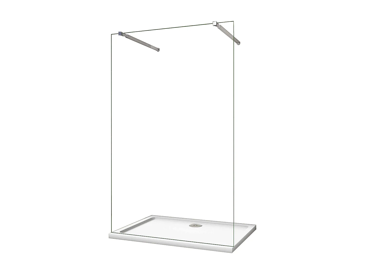 Panel de ducha vidrio 8mm con película de seguridad 77x200cm con dos barras 73-120cm