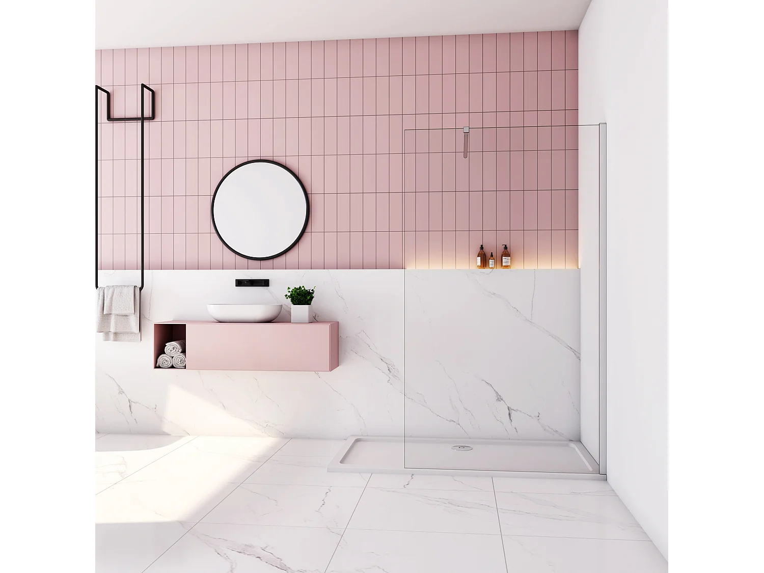 Panel de ducha con película de seguridad,barra 73-120cm,(88-90)x200cm