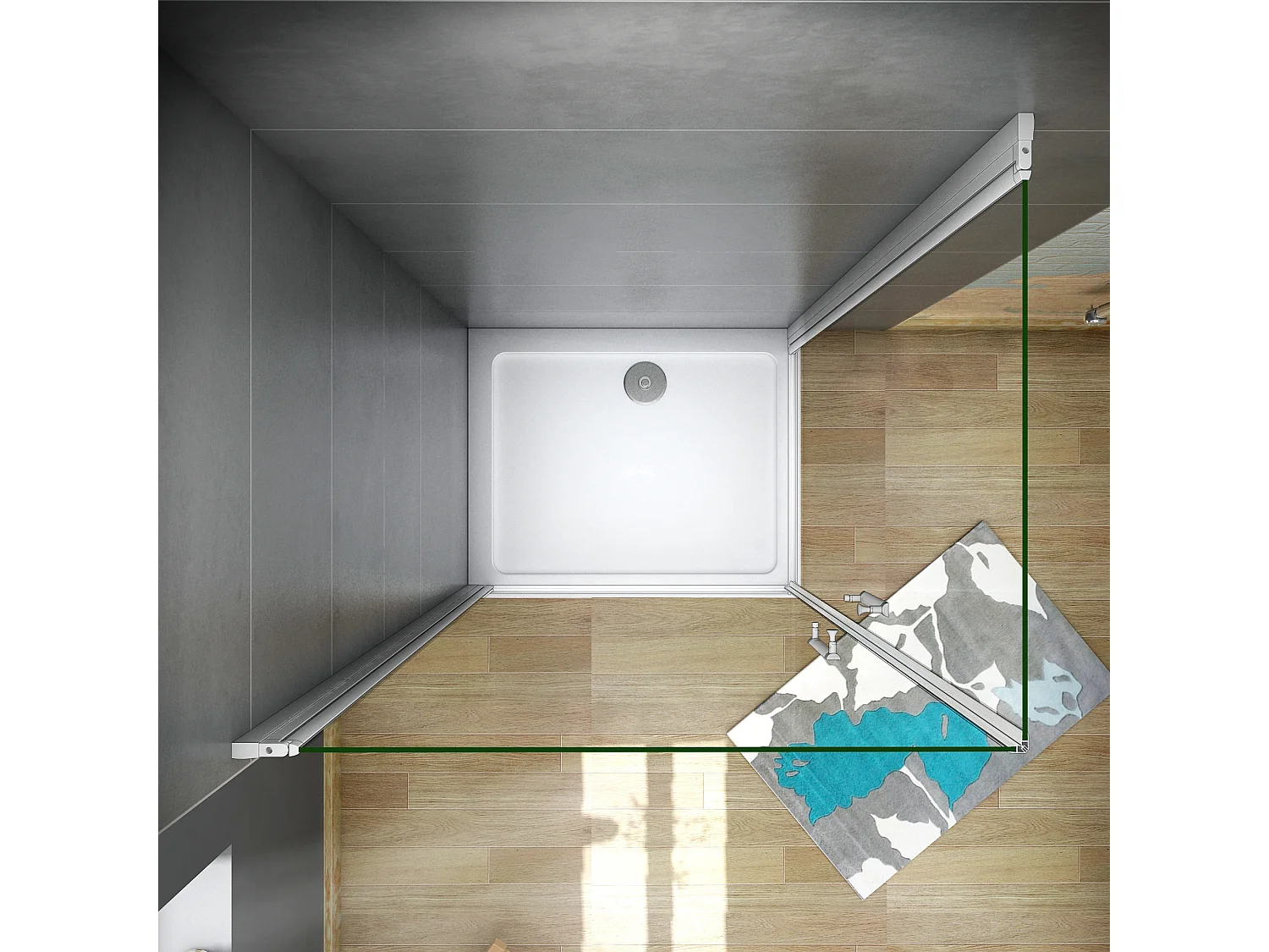 AICA Mampara de ducha rectangular abatible giratoria,perfil blanco,vidrio 5mm,700x760x1850mm