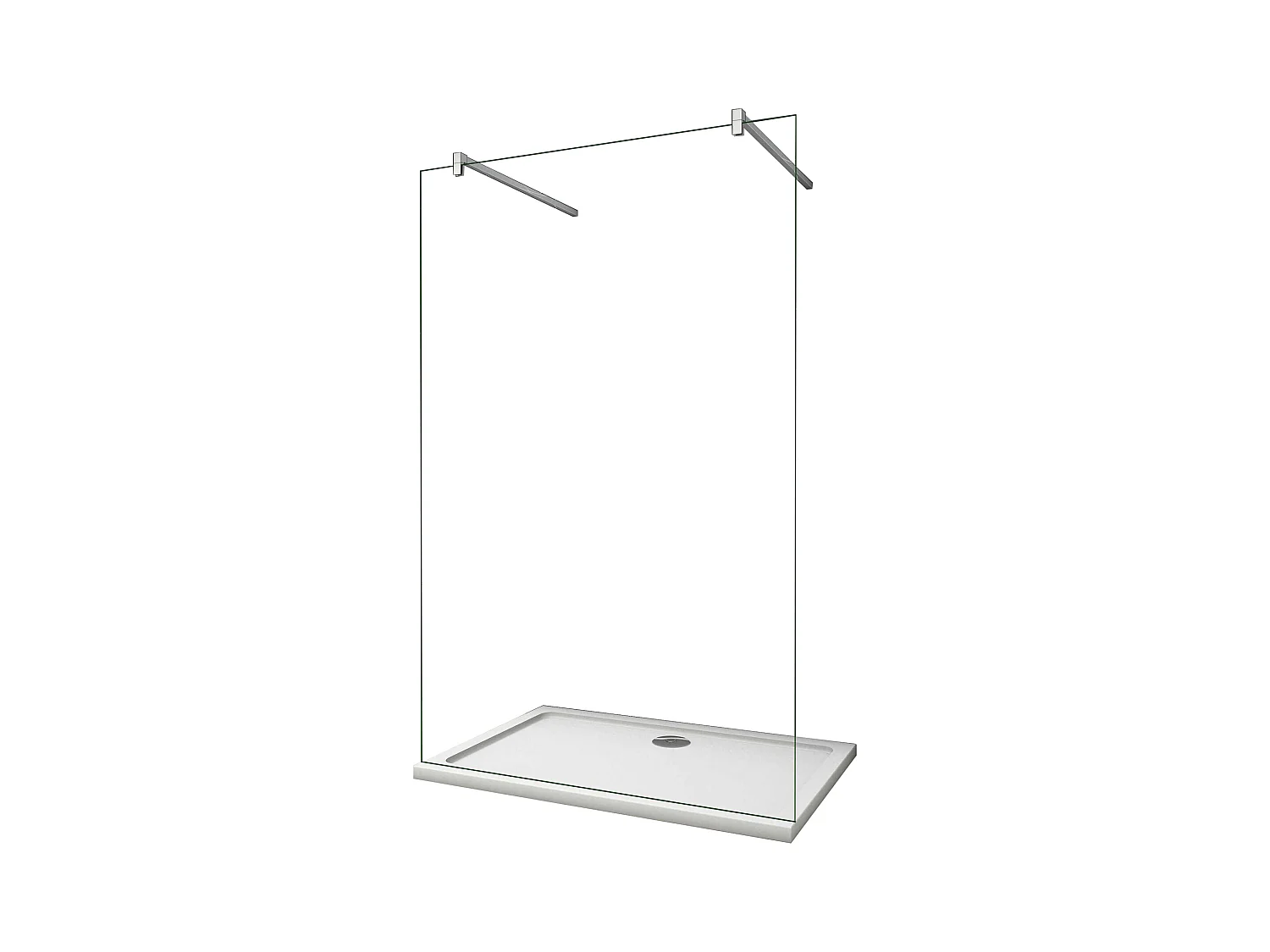 Painel de duche Fixo 1 folha Vidro Anti-calcário 10mm 117x200cm com Duas barras 140cm-AICA