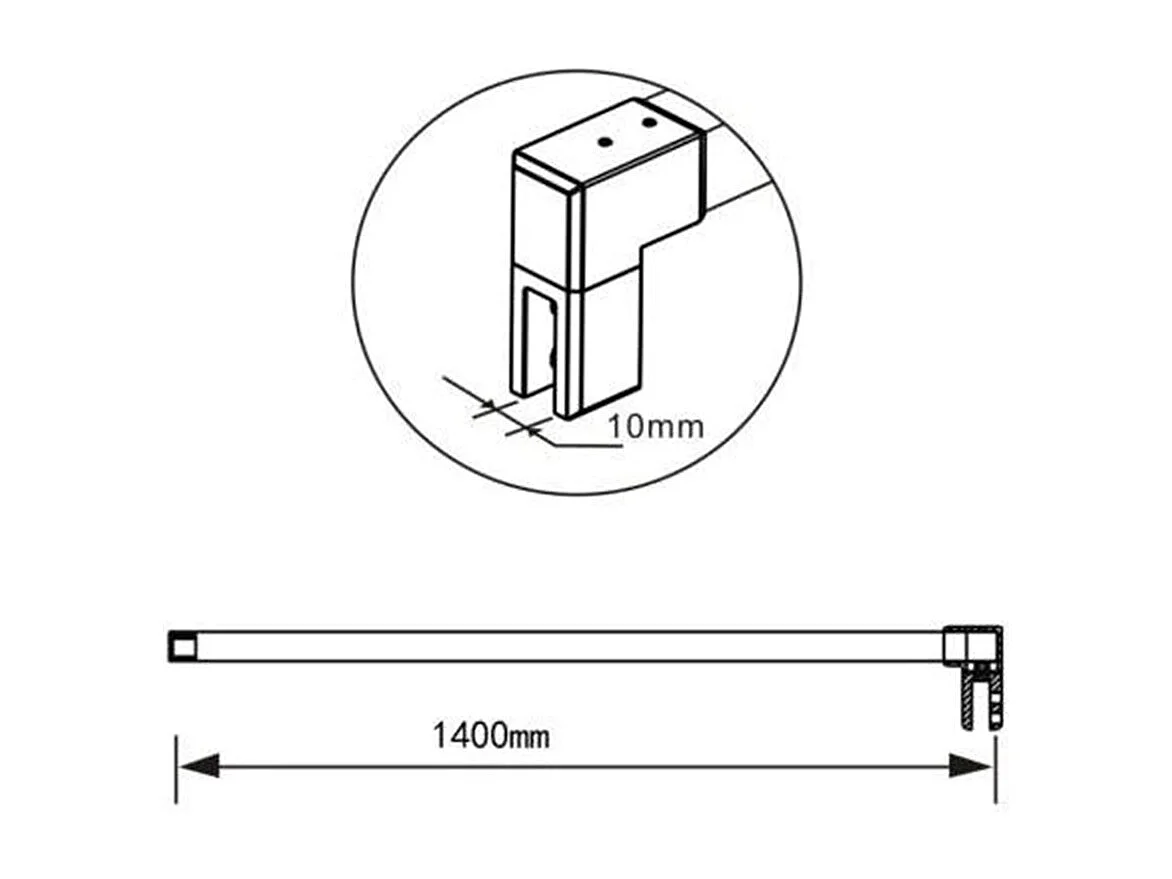 Panel de ducha vidrio 8mm antical con una barra de 140cm perfil cromado (48-50)x200cm