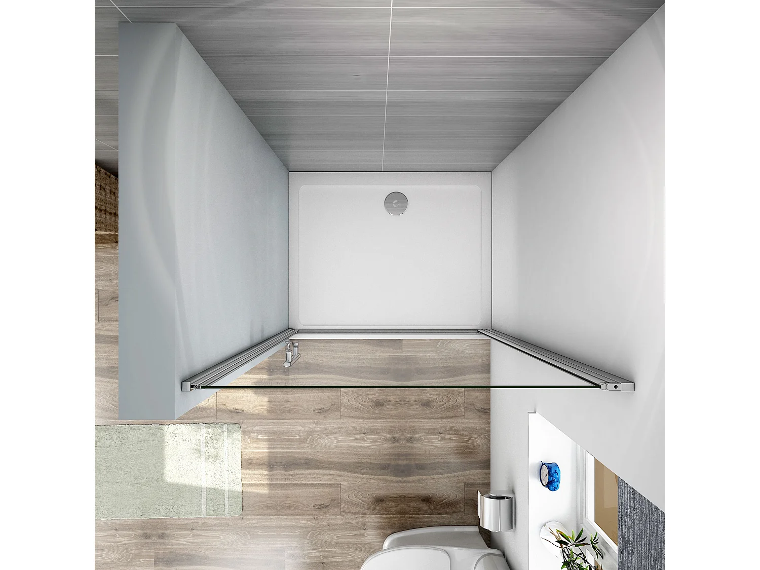 Mampara de ducha frontal abatible perfil cromado vidrio antical 6mm (936-966)x1950mm