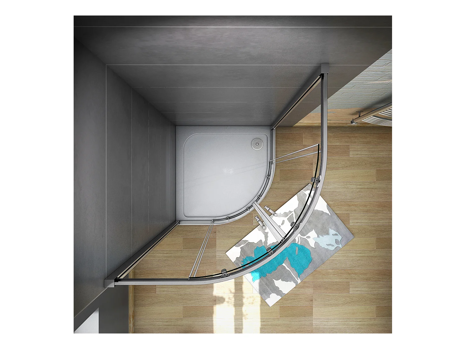 Mampara de ducha curva semicircular corredera,cromado,vidrio antical 6mm 800x800x1850mm