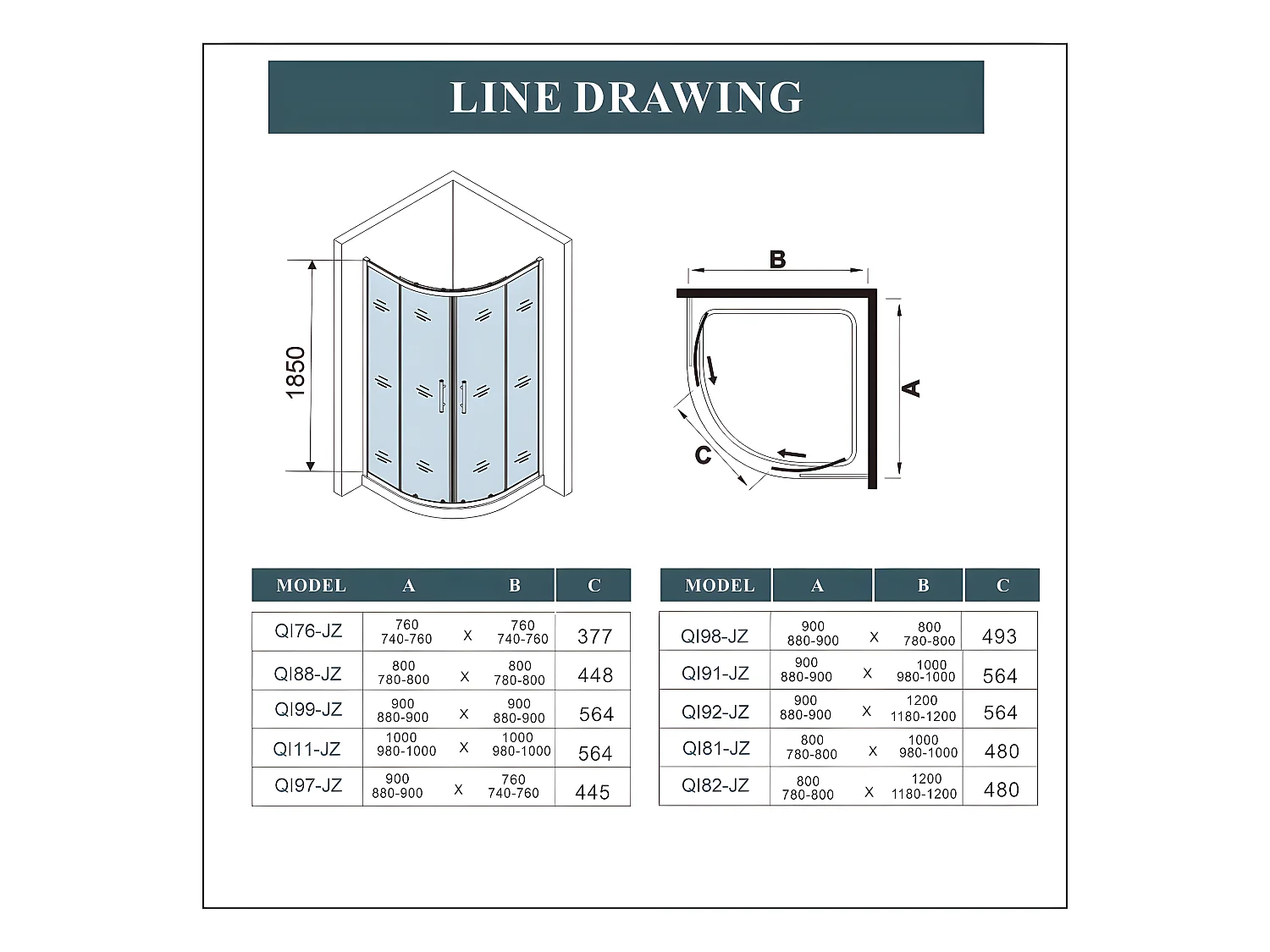 Mampara de ducha curva semicircular corredera,cromado,vidrio antical 6mm 800x800x1850mm