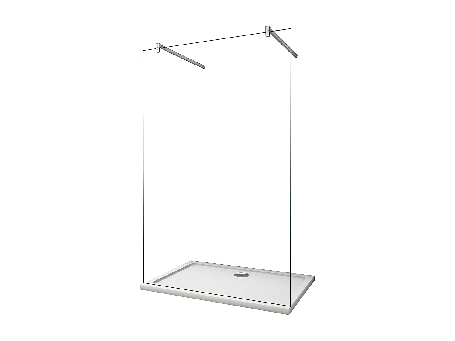 Painel de duche Fixo 1 folha Vidro Anti-calcário 10mm 107x200cm com Duas barras 140cm-AICA