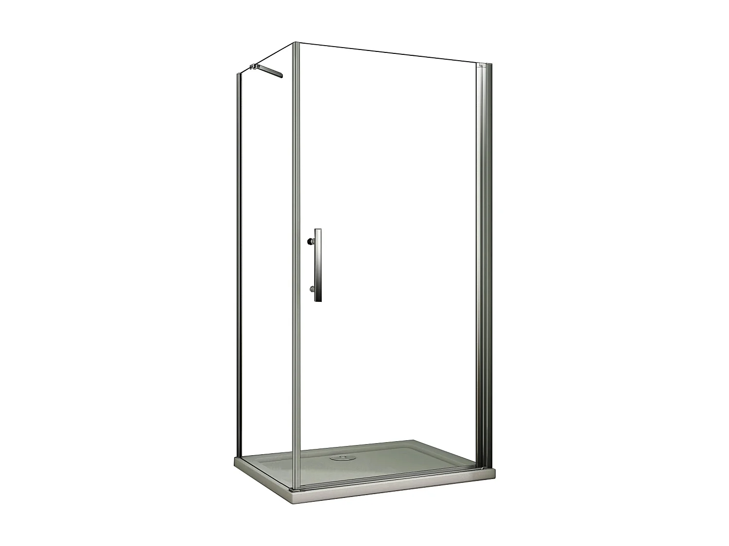 Porta de duche Bater e Painel lateral uma Barra 50cm Perfil cromado Vidro Anticalcário 6mm (980-1000)x(880-900)x1950mm-AICA