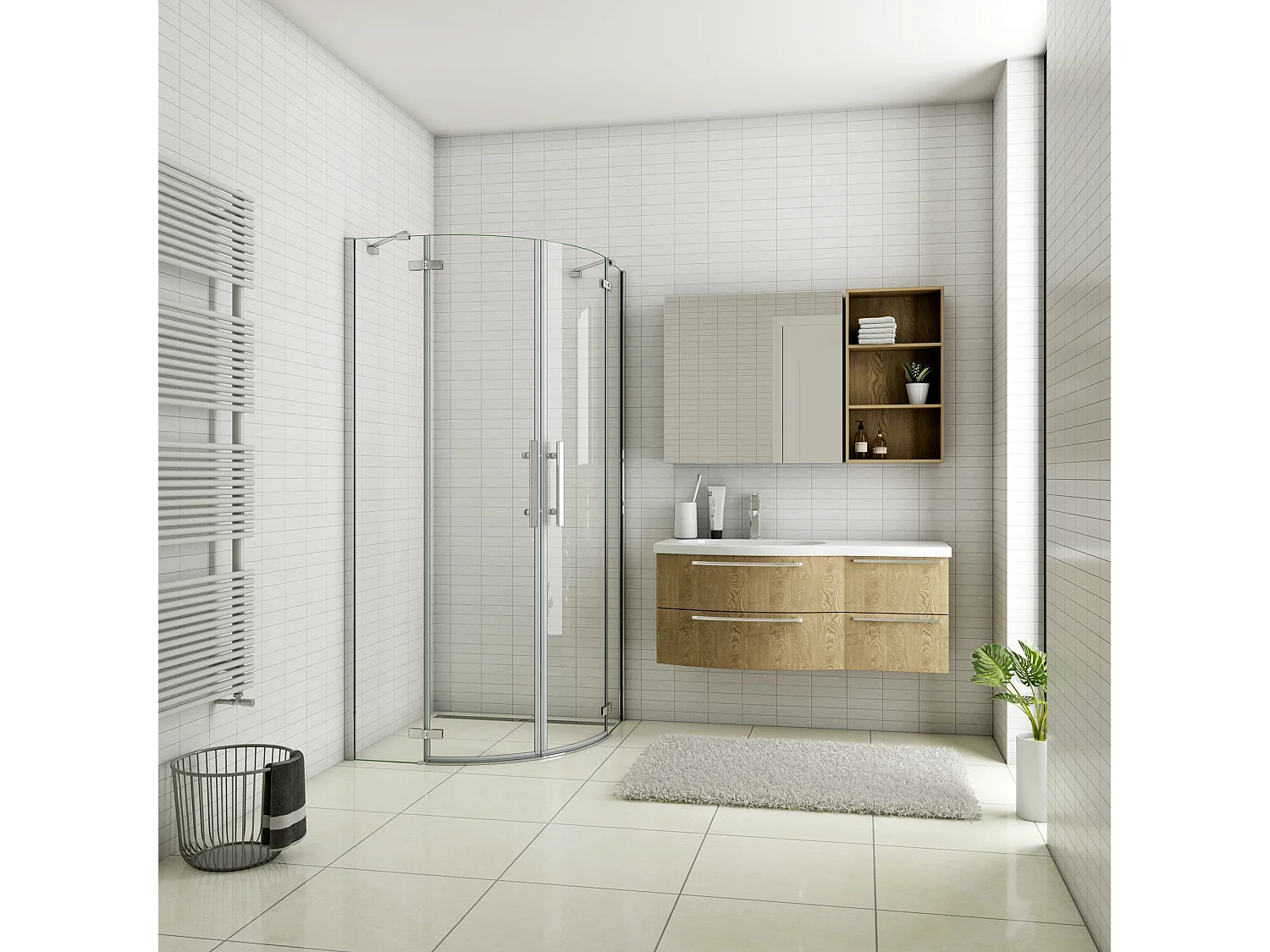 AICA Mampara de ducha curva abatible,cromado,antical 6mm 80x80x195cm+plato de ducha 80x80x3cm