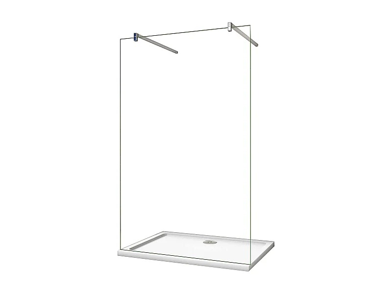 Panel de ducha vidrio 8mm con película de seguridad 87x200cm,dos barras de soporte 90cm