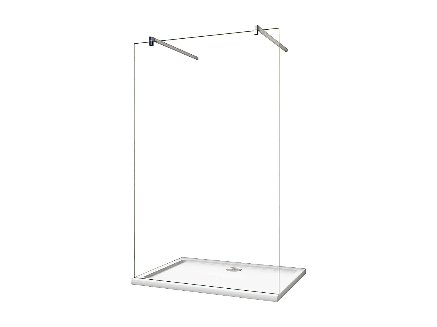 Painel de duche Fixo 1 folha Vidro 8mm com Filme de Segurança à Prova de Explosão 107x200cm com Duas barras de apoio 90cm-AICA