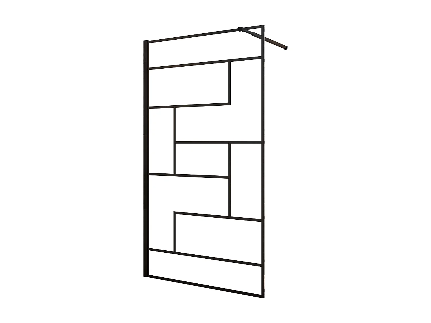 Panel de ducha serigrafiada,vidrio 8mm antical,barra 73-120cm,perfil negro,(118-120)x200cm