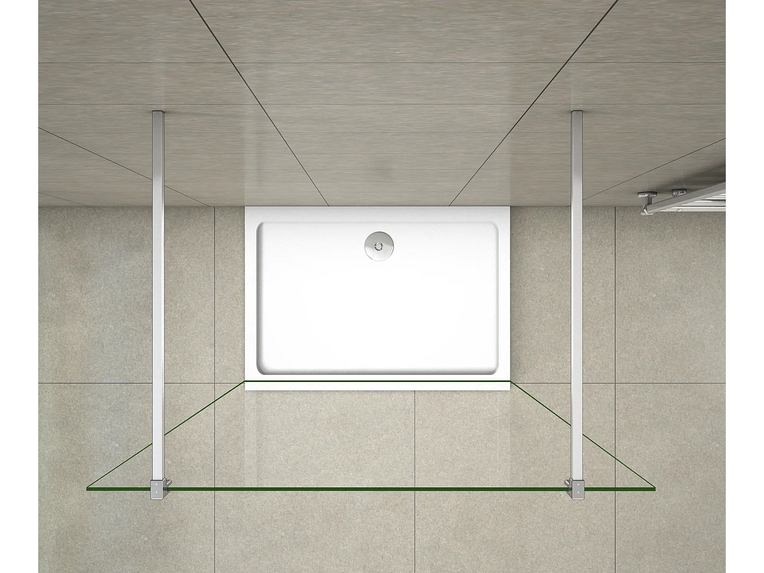 Panel de ducha vidrio 8mm con película de seguridad 87x200cm,dos barras de soporte 140cm