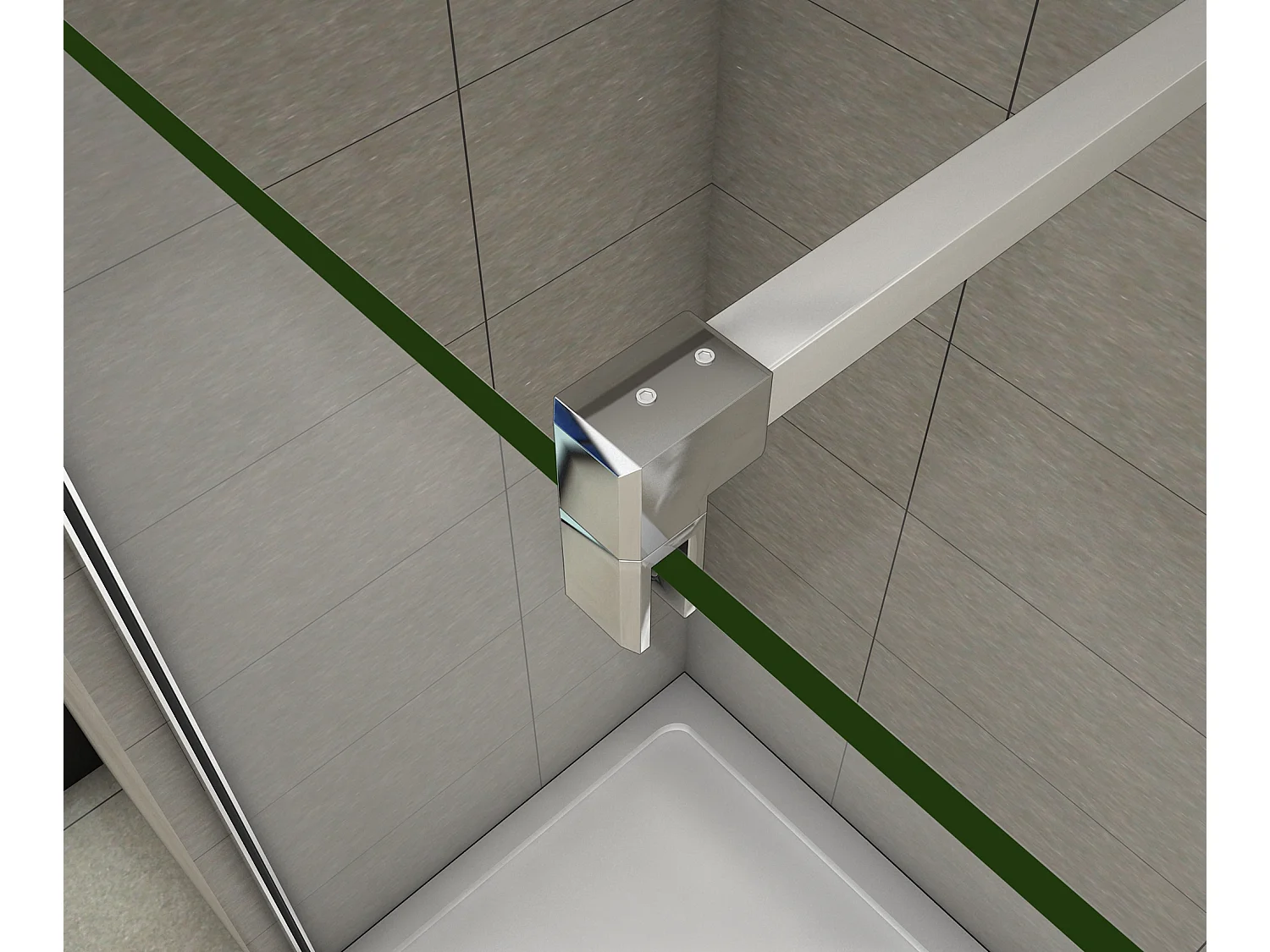 Painel de duche Fixo 1 folha Vidro 8mm com Filme de Segurança à Prova de Explosão 87x200cm com Duas barras de apoio 140cm-AICA