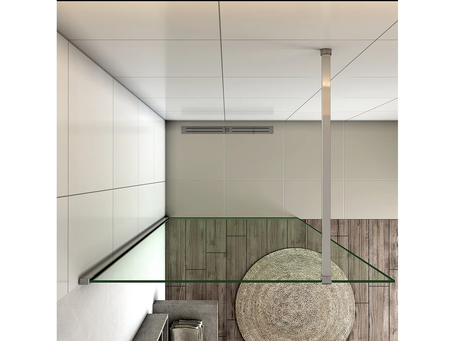 Panel de ducha,panel pantalla fija,vidrio antical 8mm,barra 140cm,(128-130)x200cm