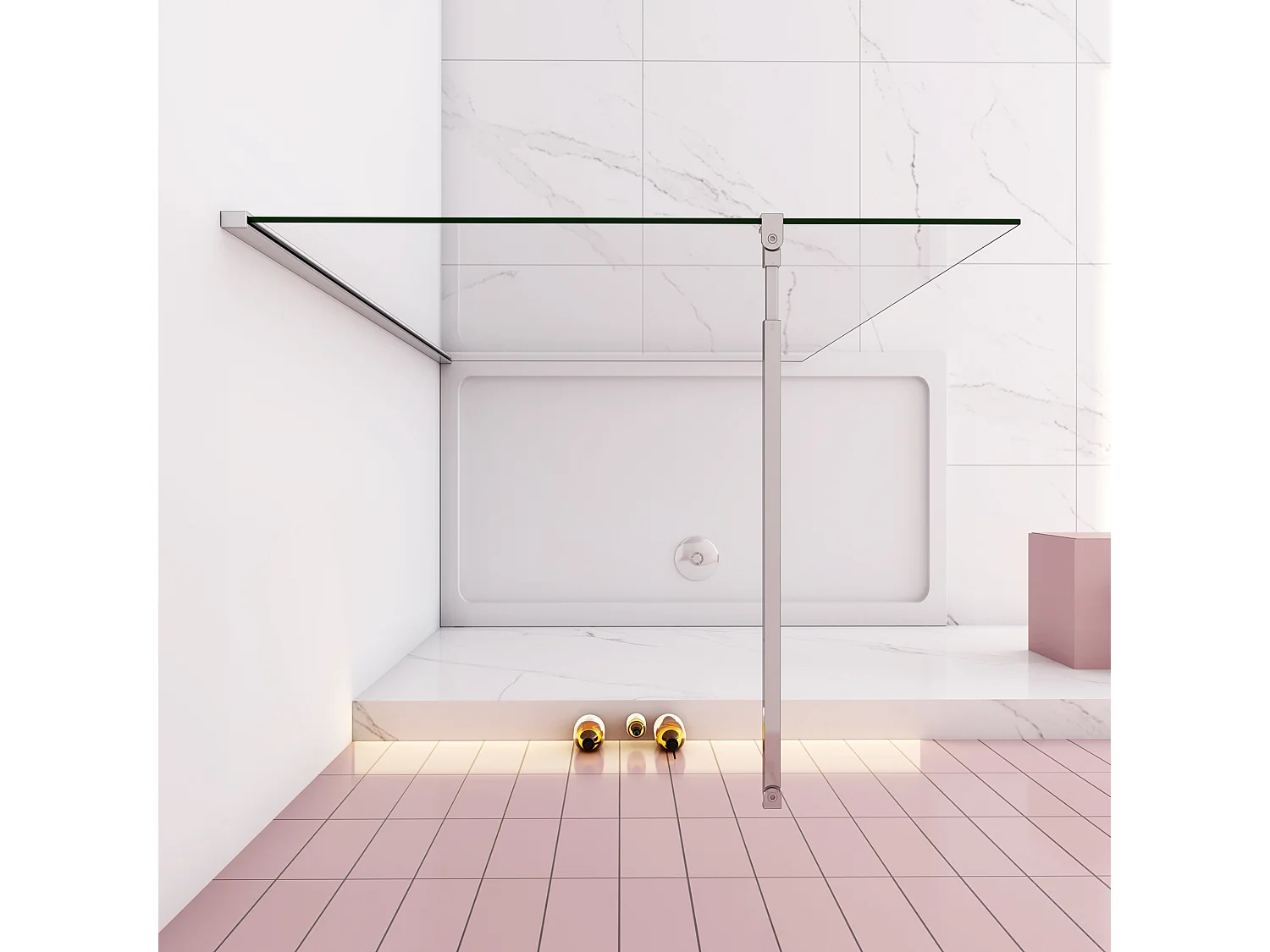 Panel de ducha con película de seguridad,barra 73-120cm,(98-100)x200cm