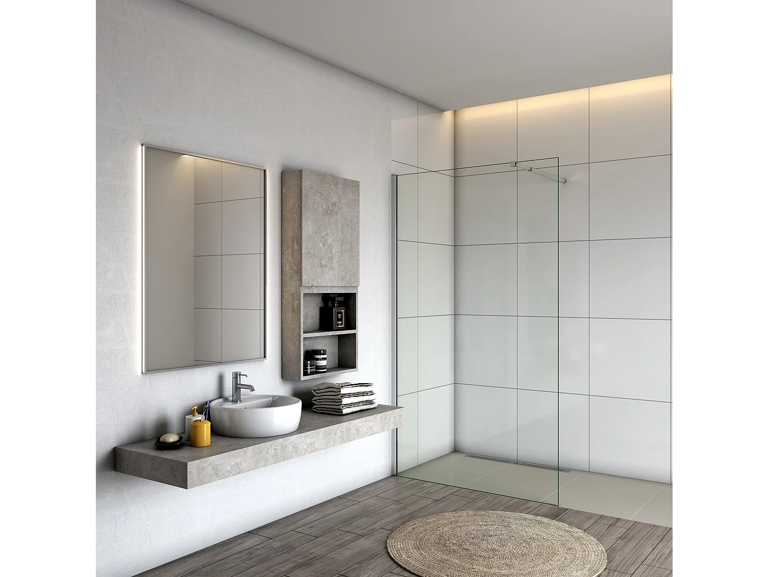 Panel de ducha vidrio antical 10mm,barra ajustable 73-120cm perfil cromado,(118-120)x200cm