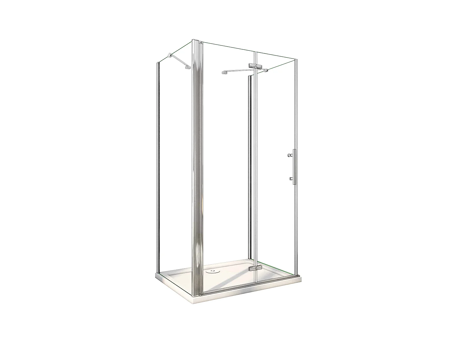 Porta de duche de fole 2 folhas e Painéis laterais Vidro Anticalcário 6mm Perfil cromado (880-900)x(694-714)x(880-900)x1950mm-AICA