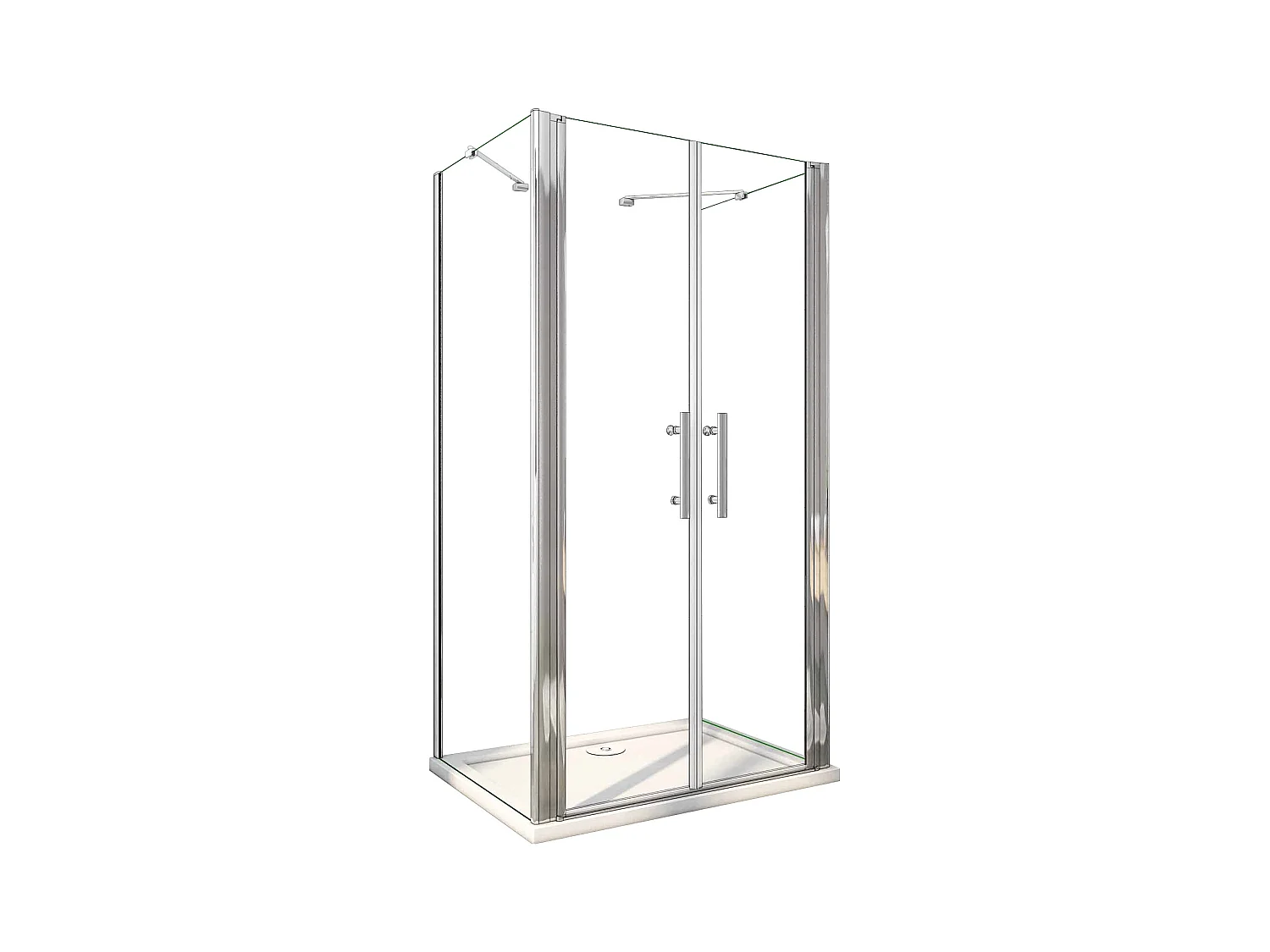 Mampara de ducha abatible+paneles laterales,vidrio antical 6mm,cromado,900x700x900x1950mm