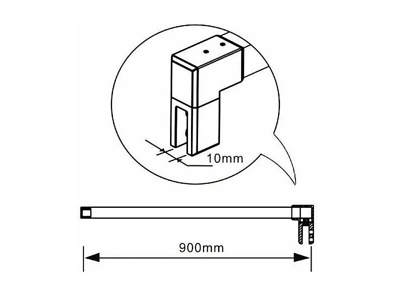 Barra2 de soporte de 90cm sujección para mamparas