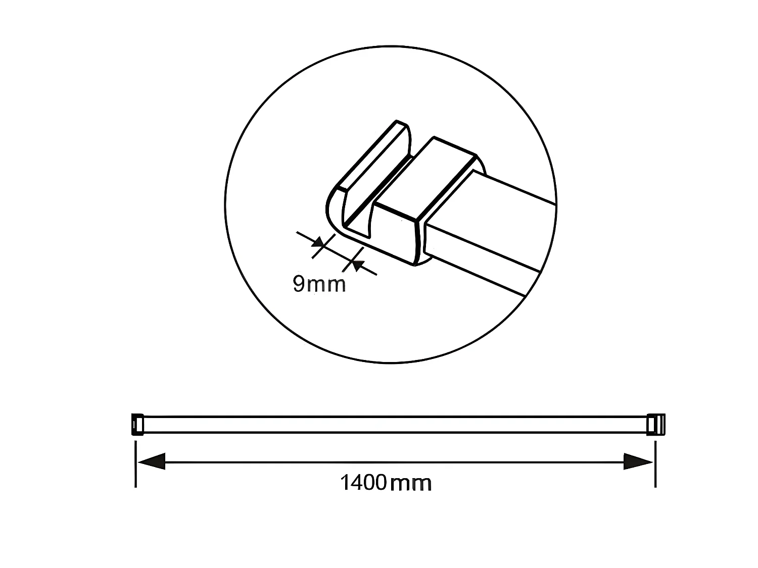 Barra de soporte de 140cm sujección para mamparas