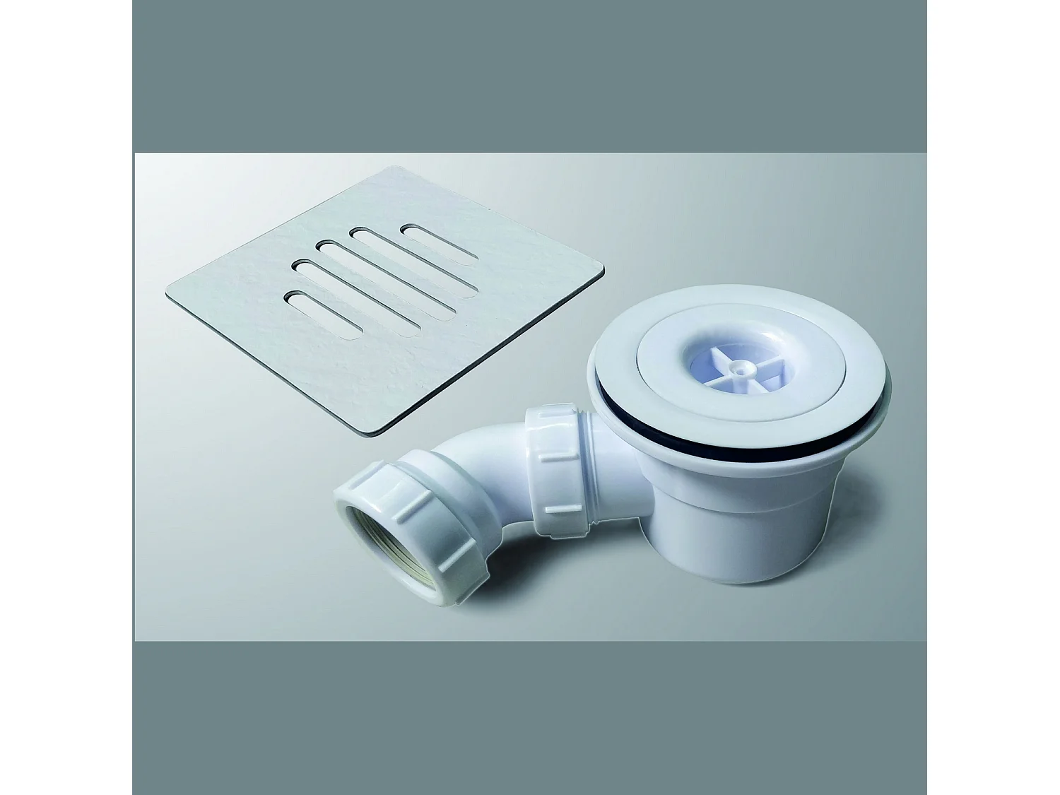 Plato de ducha cuadrado 80x80x3cm blanco+desagüe con tapa plástica de forma rejilla