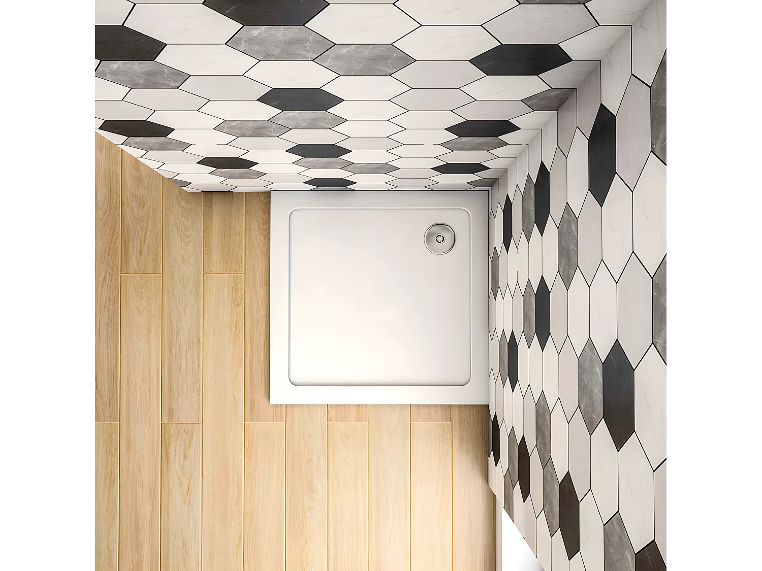 Base de duche Quadrado Branco 80x80x3cm-AICA