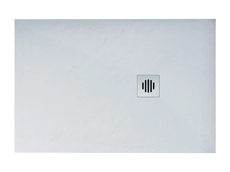 Base de duche Retangular 90x100x3cm Branco textura de ardósia+Dreno com tampa de aço inoxidável em forma de grade-AICA