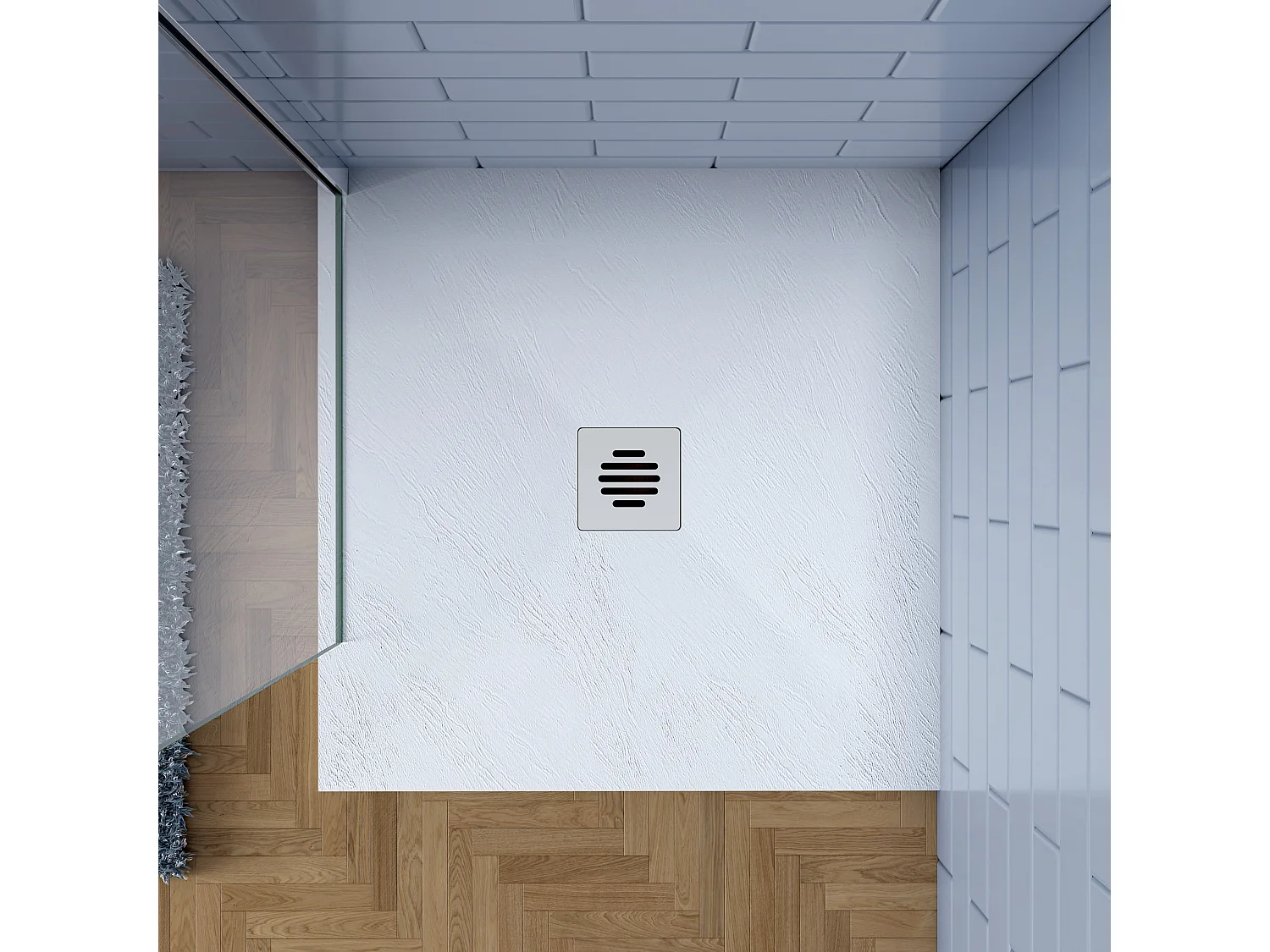 Plato de ducha cuadrado 90x90x3cm blanco+desagüe con tapa plástica de forma rejilla