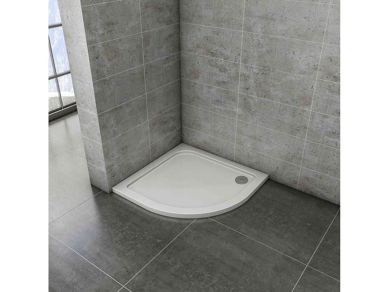 Base de duche Curvo Semicircular 80x80x3cm Gelcoat branco extra plano antiderrapante-AICA