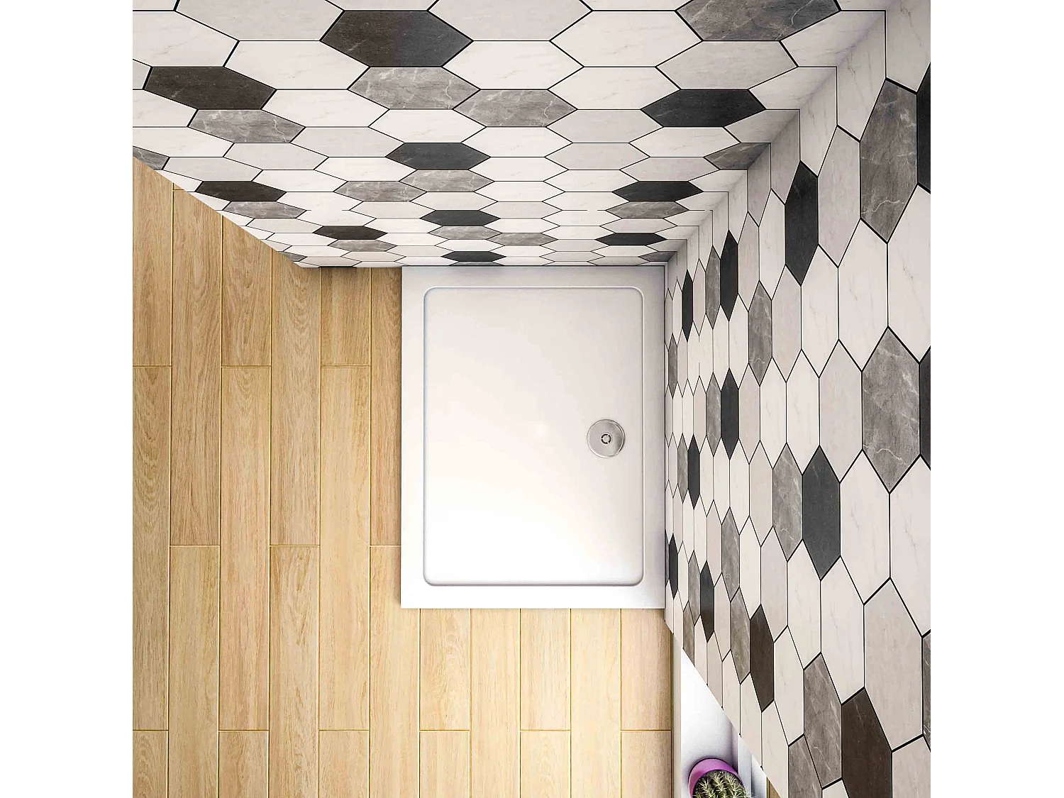 Base de duche Retangular Branco 100x90x3cm-AICA