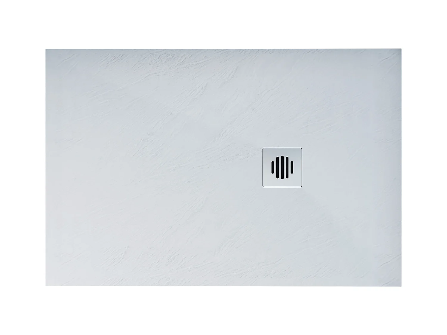 Base de duche Retangular 80x100x3cm Branco textura de ardósia+Dreno com tampa de aço inoxidável em forma de grade-AICA