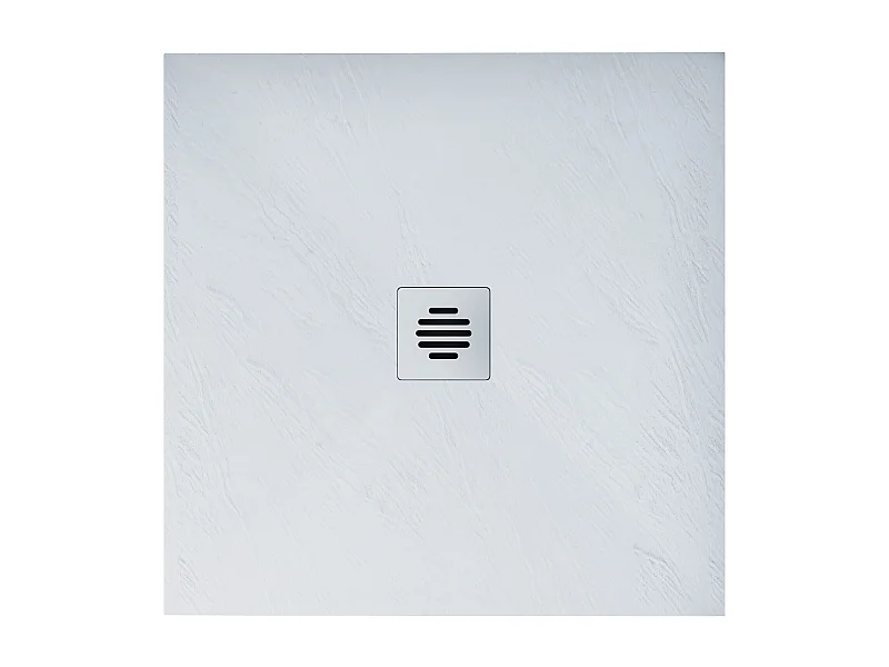 Base de duche Quadrado 90x90x3cm Branco textura de ardósia+Dreno com tampa de aço inoxidável em forma de grade-AICA