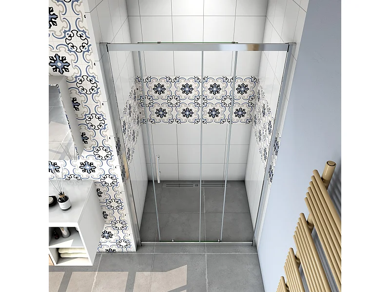 Porta de duche correr Vidro temperado 5mm Transparente Tamanho:(1560-1600)x1850mm-AICA