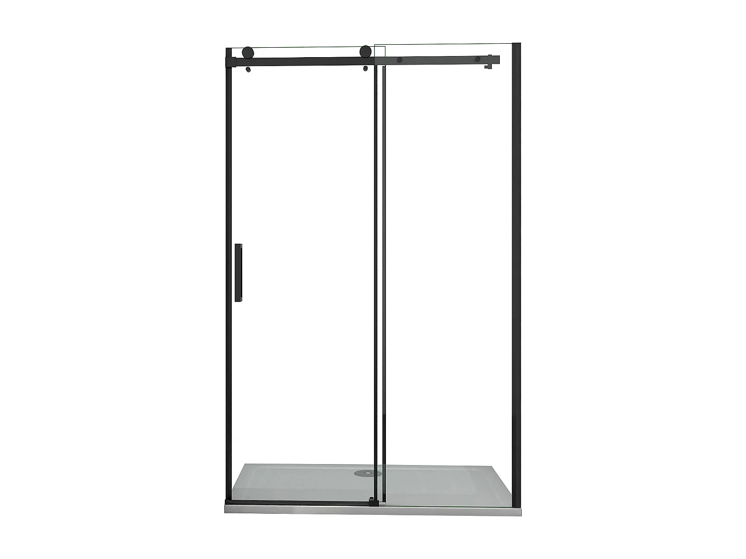 Porta de duche correr frontal Perfil preto mate Vidro temperado 8mm com tratamento anti-calcário (1160-1200)x2000mm-AICA