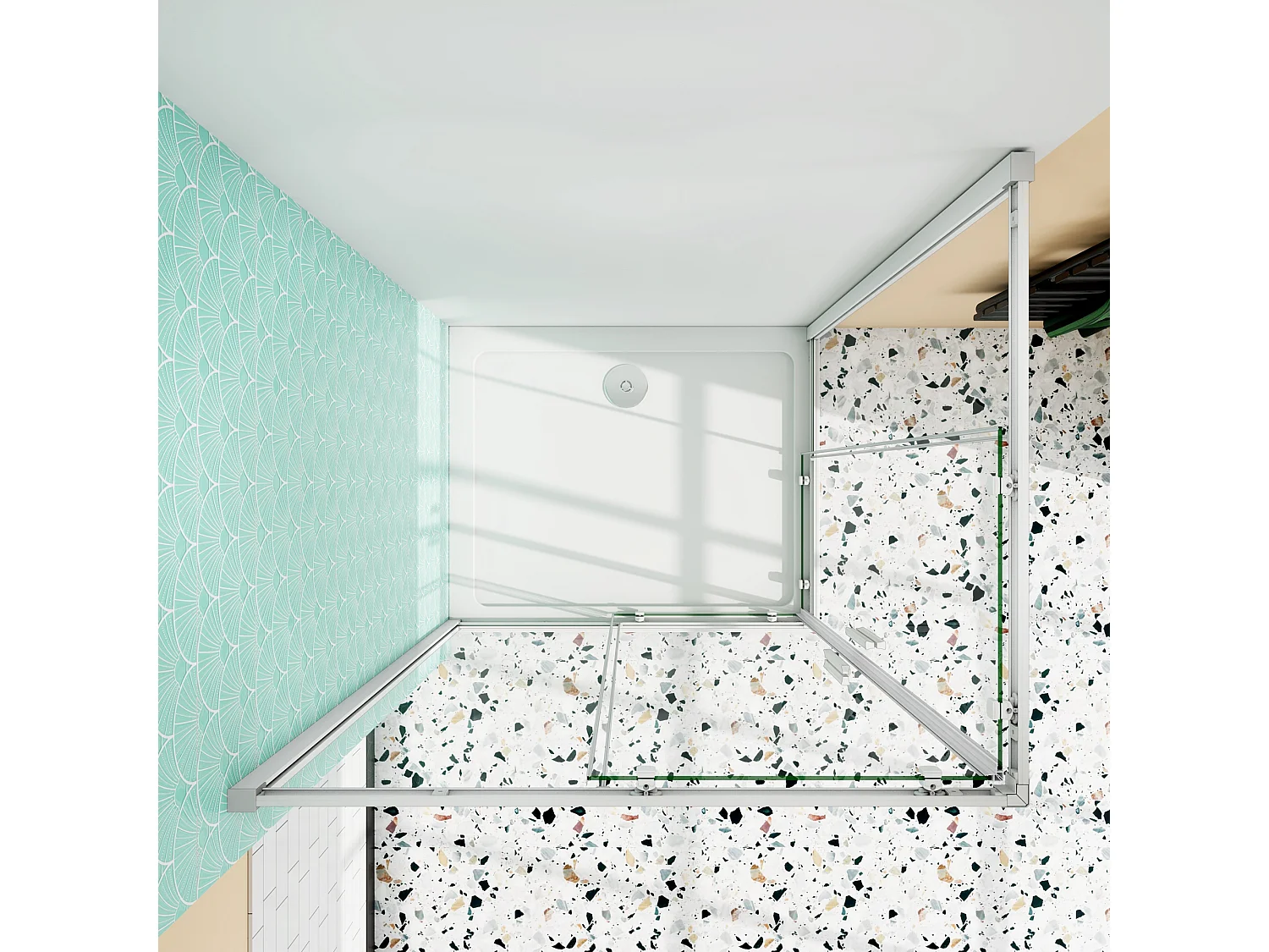 Cabine de duche quadrada correr Perfil cinza fosco Vidro temperado 5mm (980-1000)x(980-1000)x1850mm-AICA