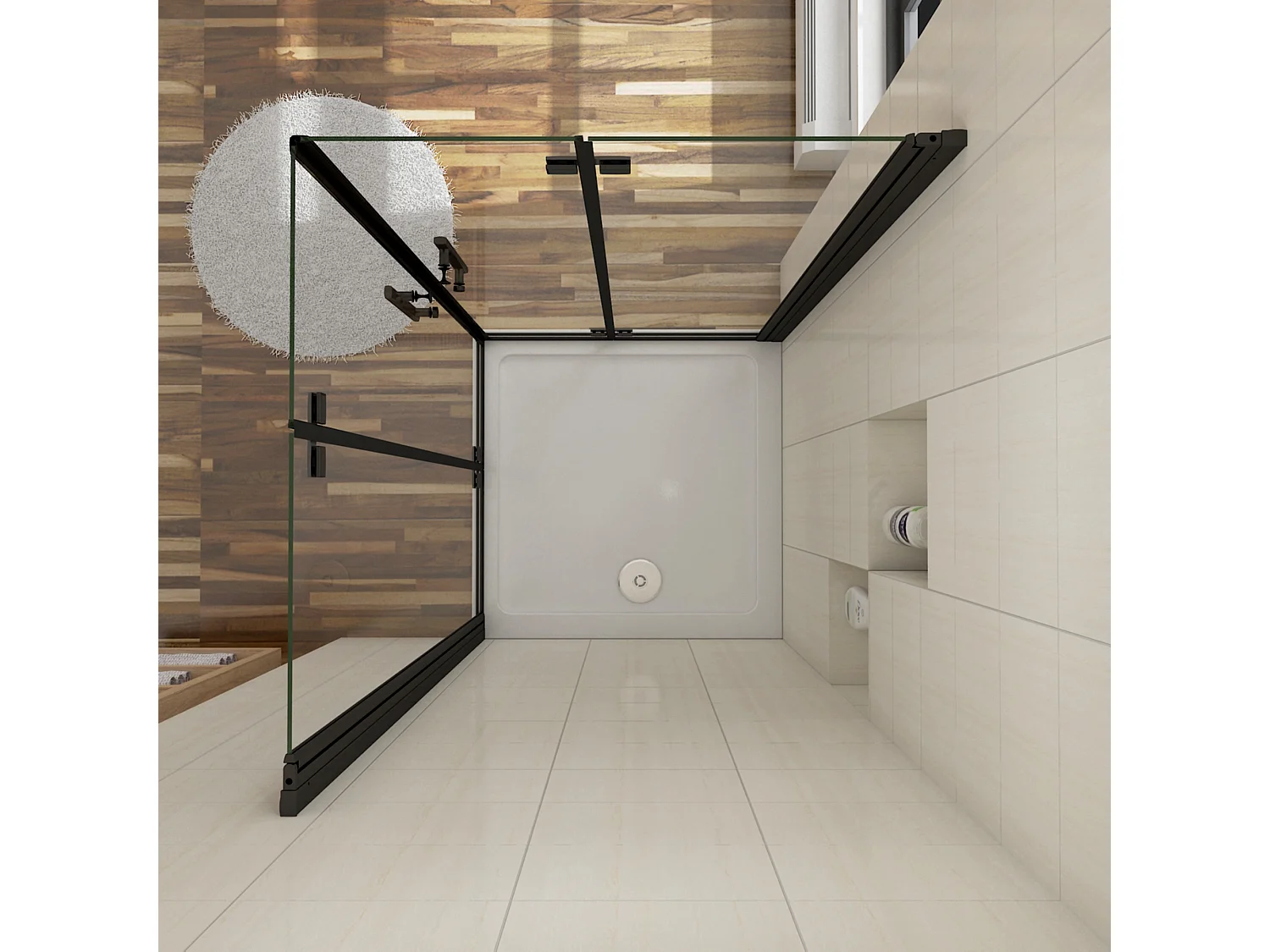 AICA Mampara de ducha cuadrada plegable vidrio easyclean 5mm,(880-900)x(880-900)x1900mm