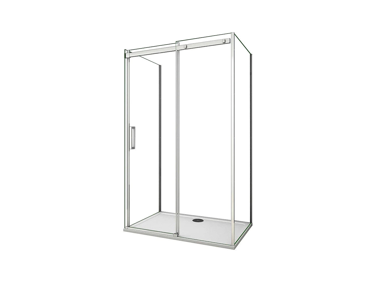 Mampara de ducha corredera+dos paneles laterales,vidrio antical 8mm 700x1050x700x1950mm