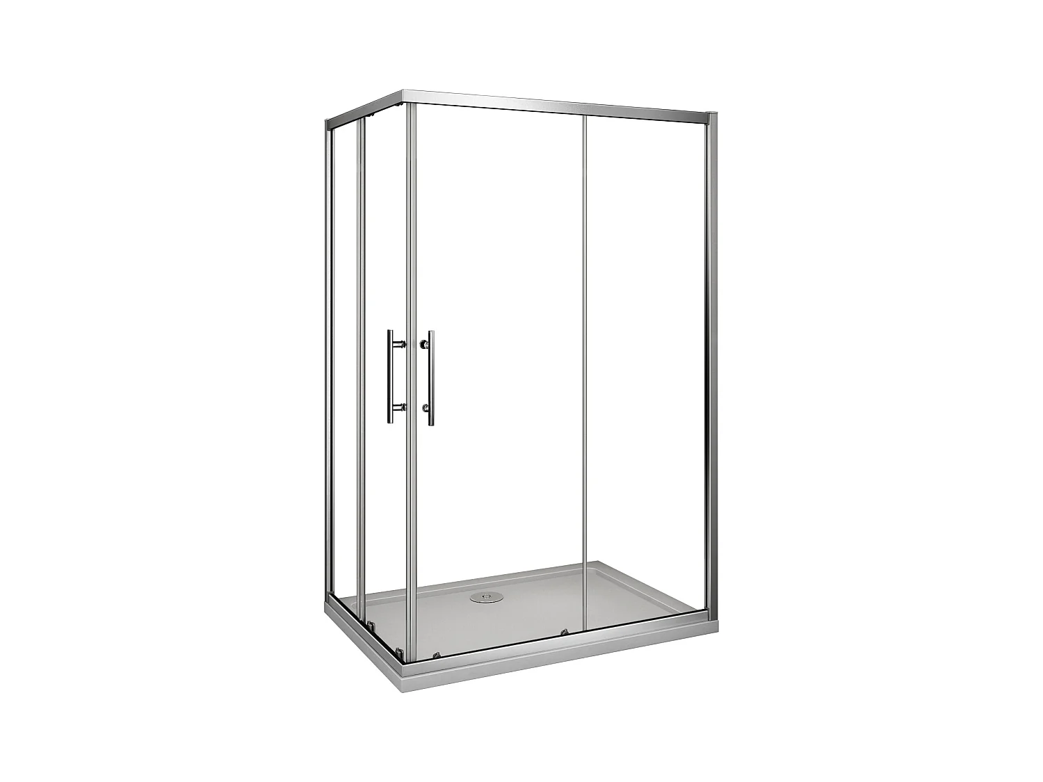 Cabine de duche rectangular correr Perfil cromado Vidro Anticalcário 6mm (780-800)x(1180-1200)x1950mm-AICA