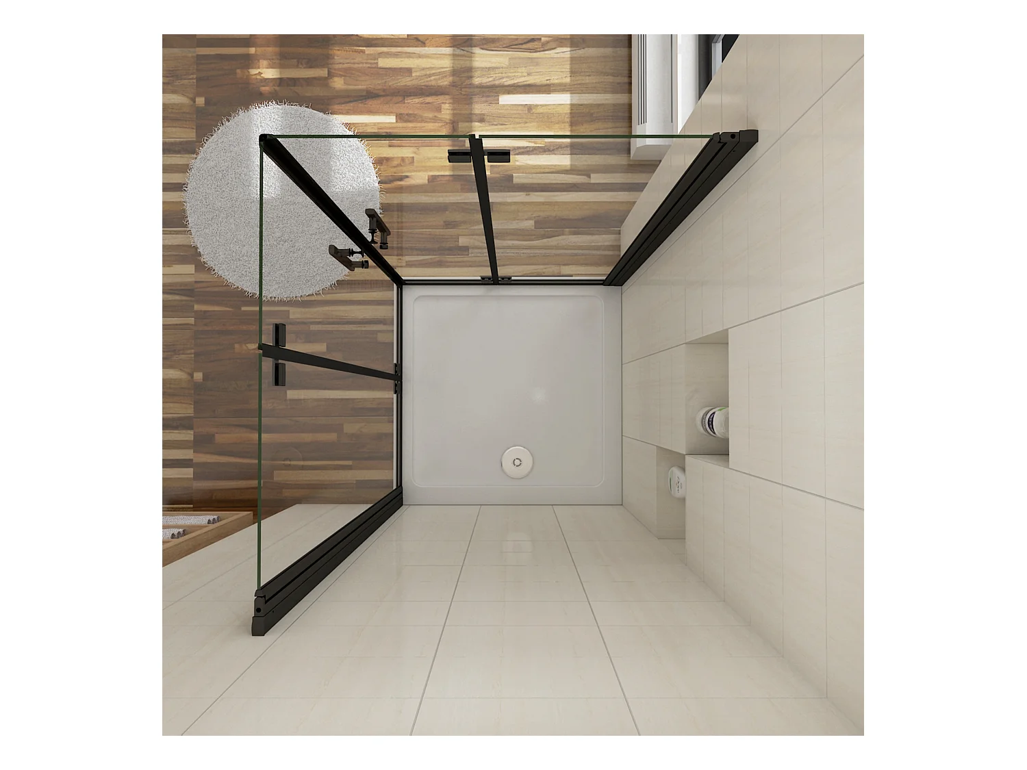 Mampara de ducha cuadrada plegable vidrio easyclean 5mm,(980-1000)x(980-1000)x1900mm