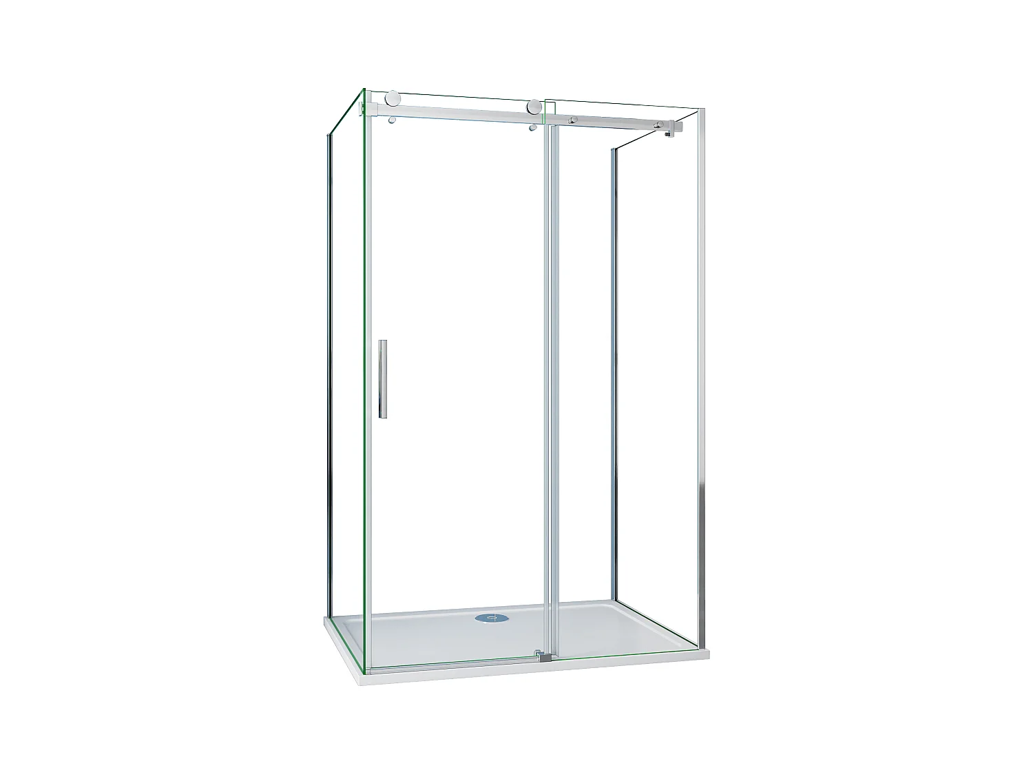 Mampara de ducha corredera+panel lateral,cromado,vidrio 8mm antical,800x1550x800x1950mm