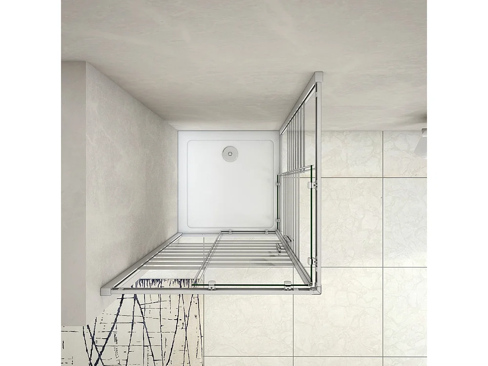 Cabine de duche quadrada correr Perfil cinza fosco Vidro temperado serigrafado 5mm (780-800)x(780-800)x1950mm-AICA