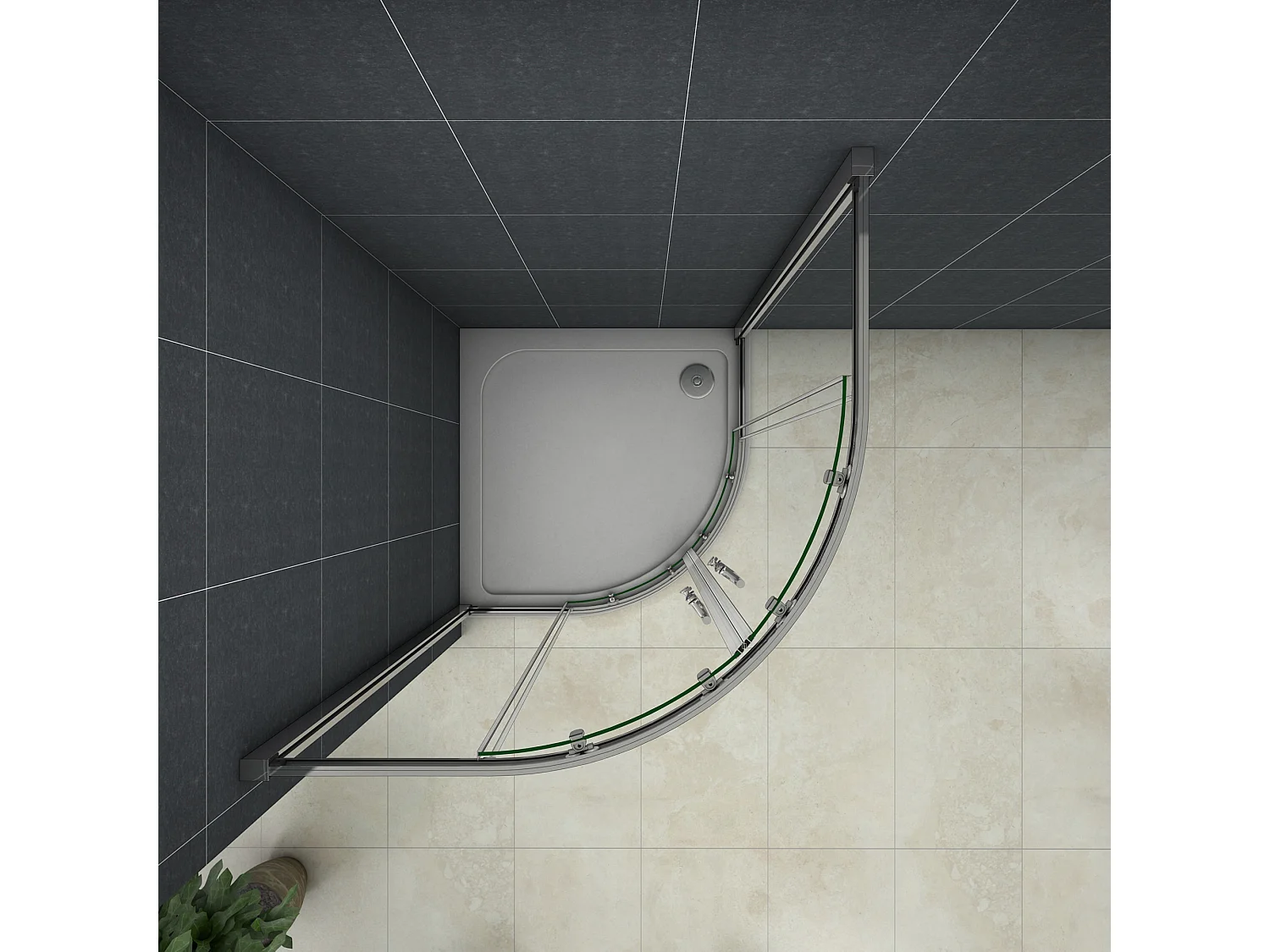 AICA Mampara de ducha curva semicircular corredera,cromado,vidrio 5mm(880-900)x(880-900)x1850mm