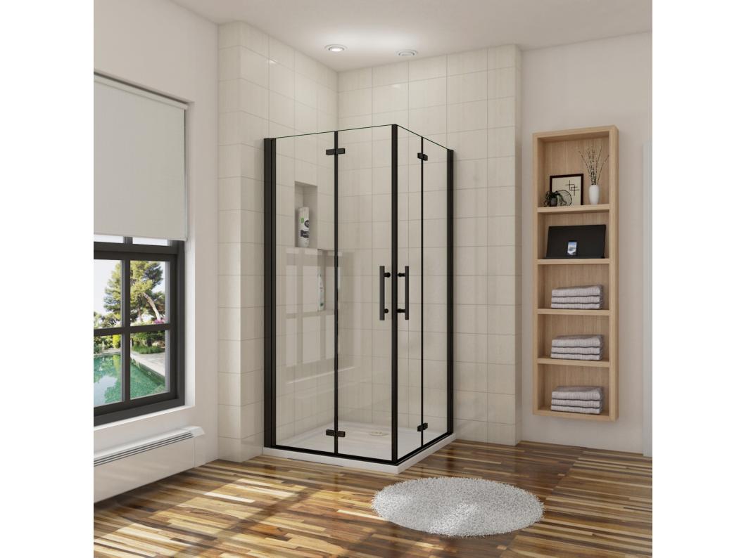 Mampara de ducha cuadrada plegable vidrio easyclean 5mm,(680-700)x(680-700)x1900mm