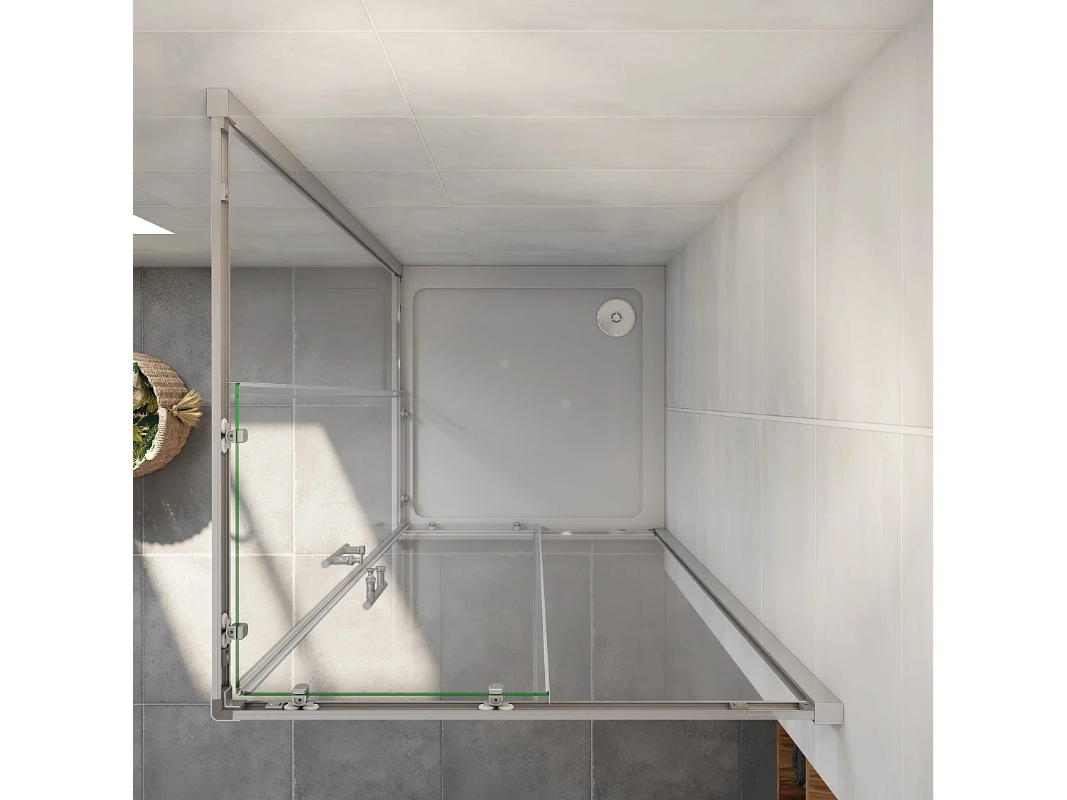 Mampara de ducha cuadrada corredera,perfil cromado,vidrio 5mm,(780-800)x(780-800)x1850mm